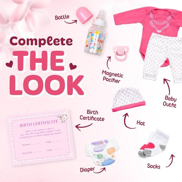 🆕22inch Full Cloth Body With Vinyl Limbs Baby Doll Lila Heart Reborn Baby Girl - Picture 8 of 9